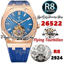 R8F V3 Flying Tourbillon A2950 Automatic Mens Watch Selfwinding r8f26522 Extra Thin 41mm Rose Gold SIHH Blue Dial Rubber Strap 2022 Super Edition eternity Watches