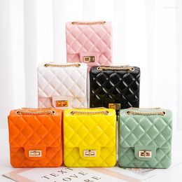 Evening Bags Candy Colors Mini Jelly Bag For Women Diamond Lattice PVC Shoulder Girls Casual Phone Purse Flap Handbag Crossbody