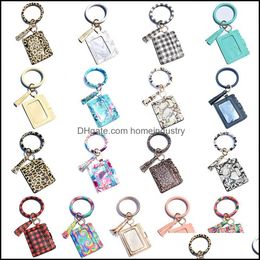 Party Favor 30 Colors Party Favor Fashion Women Bracelets Card Holder Leopard Female Business Case Wristband Key Chain Drop Delivery Dhnug