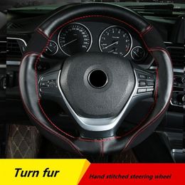 Steering Wheel Covers 38 Cm Microfiber Leather Car Cover Four Seasons Universal Wear-resistant Anti-skid Belt Needlework Auto Parts