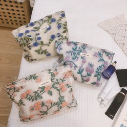 Korean Style Zipper Cosmetic Bags Vintage Phone Clutch Beauty Case Floral Cosmetic Bag Cotton Fabric Women Make Up Storage Pouch