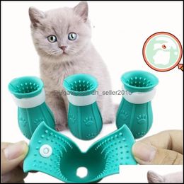 Cat Grooming Cats Grooming Anti-Scratch Boots Sile Cat Shoes Paw Protector Nail Er For Bathing Barbering Checking Injecting 881 B3 Dr Dhjie