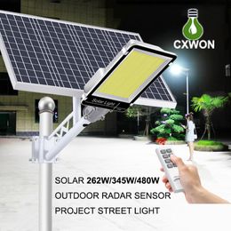 Super bright solar street light outdoor 4 mode Radar sensor led engineering road lights Includes pole and remote