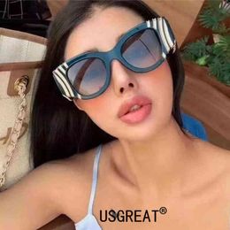 Sunglasses New Metal Gold Decorate Sunglasses Women Ladies Classic Retro Fashion Eyewear Trend Wild Cat Eye High Quality Sun Glasses T220831