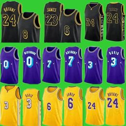 Anthony 3 Davis Trikots 6 LeBron 23 James Carmelo 7 Anthony Russell 0 Westbrook Black Mamba Herren-Basketballtrikot