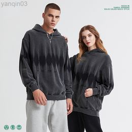 Men's Hoodies Sweatshirts 2022 Winter Autumn New High street tide brand dark wind irregular spray horse wash water old thin section hooded sweater men L220901