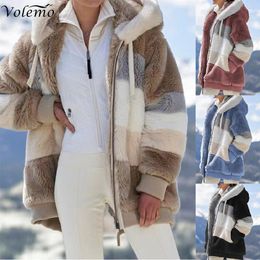 Women's Fur Faux Volemo Women Winter Plus Size Long Teddy Jacket Warm Thick Fleece Coat Plush Woman 220901