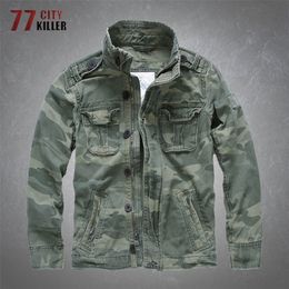 Mens Jackets Mens Camouflage Military Denim Jackets Casual Cotton Comfortable Multipocket Coats Male Army Combat Tactical Jacket Mens 220901