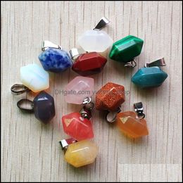 Charms Small Assorted Natural Stone Pillar Charms Chakra Hexagonal Prism Healing Reiki Point Pendants For Necklace Jewellery Making Dro Dhcq0