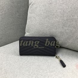 Designer Fashion women clutch wallet caviar wallets long classical coins purse with pendant white black color254g