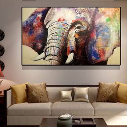 Abstract Wall Art Animal Oil Painting Watercolor Africa Elephant on Canvas Scandinavian Nordic Wall Art Picture for Living Room