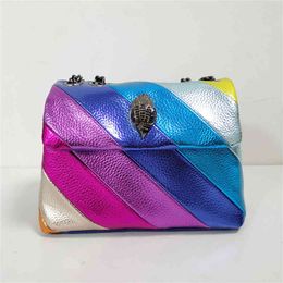 Crossbody Bag Shopping Rainbow Bags Jointing Metallic Colourful PU Handbag For Ladies Stitching Purse Portable Toiletry Pouch Pu Wallet 220304