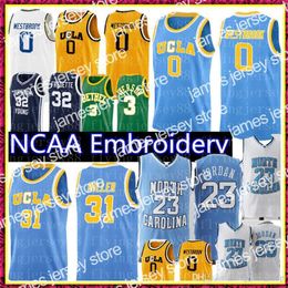 College Basketball Wears UCLA Russell 0 Westbrook Reggie 31 Miller jersey MJ 23 Michael carolina Basketball Jerseys 989