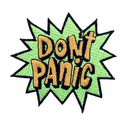 Don't Panic Sewing Notions Embroidery Patches Cartoon Letters Iron On For Clothing Shirts Bag Custom Patch