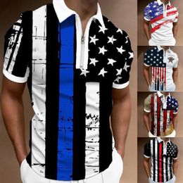 Men's Polos Mens Turtle Neck Long Sleeve Tops Male Summer Independence Day Flag Print T Shirt Turn Chicken Hat Cotton Work Out Men