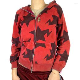 Women's Hoodies Women's Casual Loose Zip Up Hoodie Long Sleeve Star Print Sweatshirt With Pockets For Spring Autumn