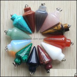 Charms Mixed Pendum Stone Circar Cone Charms Pendants For Jewelry Making Hangings Fashion Wholesale Drop Delivery 2021 Findings Compon Dhlm6