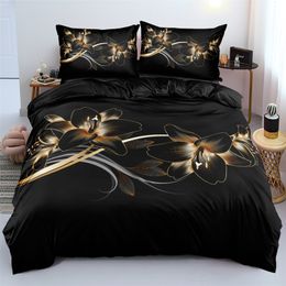 Bedding sets Classic Duvet Cover Sets Flower Blue Gold King Queen Full Twin Double Quilt Covers Pillowcases Bed Linens Bedding Set 260x220cm 220901