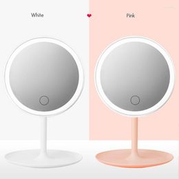 Compact Mirrors Led Light Makeup Mirror Storage Face Adjustable Touch Dimmer USB Vanity Desk Cosmetic 2 Colors