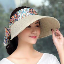 Wide Brim Hats Sun Hat Female Summer Protection Anti-UV Travel Riding Bike Cap Women Fashionable Casual Sunscreen Visor Caps H3189