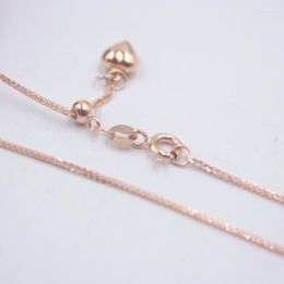 Chains Pure 18k Rose Gold Chain Unisex Luck Adjustable Wheat Foxtail Link Necklace 18inch 1mmW 2.37g