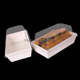 Packing Boxes Rec White Paper Cake Packaging Box Sandwich Containers Food Boxes With Plastic Clear Lids Drop Delivery 2021 Office Sch Dhicz