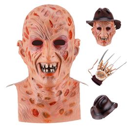 Party Masks Horror Halloween Krueger Killer Cosplay EVA Gloves Hat Scary Costumes Full Head Latex Masquerade Supplies 220901