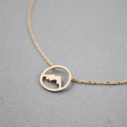 gold range UK - Rose Gold Range Mountain Necklace Women Simple Jewelry Bridesmaid Gift Stainless Steel Choker Circle Pendant Collare Femme 2020277P