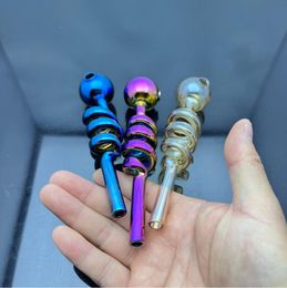 Smoking Pipe Travel Tobacco Hookahs Electroplating colorful multi spiral glass smoke pot pipe