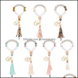 Party Favor Sile Bead Bracelet Female Tassel Key Chain Party Favor Pendant Bracelets Rubber Wristband Fashion Keychain Wristlet Bangl Dhfgo