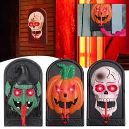 Party Decoration Pumpkin Doorbell for Halloween Decor Scary Animated Skull Witch with Light Up Eyeball Spooky Sounds Easy to Use Prank 220901