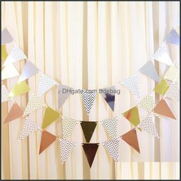 Banner Flags String Of Flags Wedding Celebration Arrangement Birthday Decorate Gilding Banner Paper Quality Pennant Factory Direct Se Dhafv