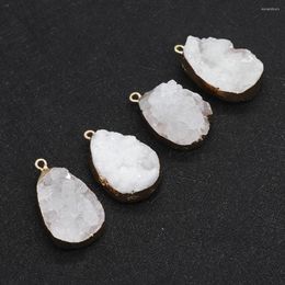 Pendant Necklaces 2pcs/pack Water Drop Shaped White Crystal Natural Semi-precious Stone Pendants 15x25-20x35mm DIY Necklace Bracelets