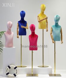 Fashionable Full Body Mannequins Red Colour Linen Fabric Child Dummy kids mannequins Clothing Store Children's Model Props Display Stand for Clothes Displays