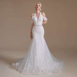 Mermaid Wedding Simple Tube Top Dress Design White Long Sweet Lace Bridal Dress YS00064