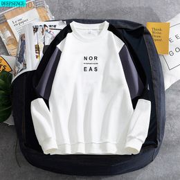 Erkek Hoodies Sweatshirtler Yuvarlak Boyun Düz Renkli Kapşonlu Kazak Koreli Çift Giyim Bahar Üstleri L220901 için Uzun Kollu