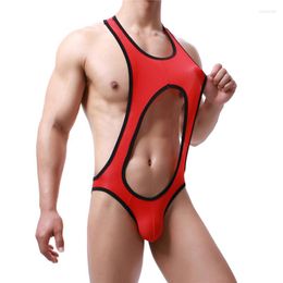 Undershirts Open BuStretch Leotard Sexy Mens Gay Jockstrap Jumpsuit Wrestling Singlet One-piece Bodysuit Men Underwear