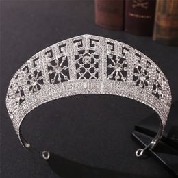 Wedding Hair Jewelry Baroque Silver Color Crystal Queen Big Crown Bridal Tiara Women Beauty Pageant Diadem Accessories 220831