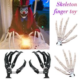 Party Decoration Halloween Articulated Fingers Scarry Fake Skeleton Hands Realistic Horror Ghost Claw Props Finger Glove 220901
