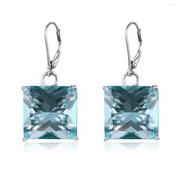 Dangle Earrings Top Quality Aquamarine Earring 925 Sterling Silver Women's Blue Elegant Birthday Party Gift Female Fine JewelryDangle &