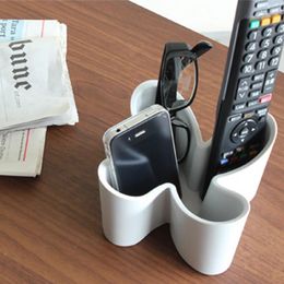 Hooks Storage Box Office Desktop Organiser Plastic Remote Control Phone Holder Case For Bedroom