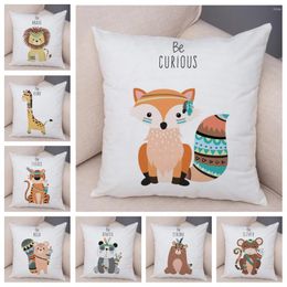 Pillow Nordic Be Brave Lion Giraffe Case Decor Cute Animal Cover For Sofa Panda Bear Soft Plush Pillowcase 45x45cm