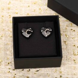2022 Top quality Charm heart shape stud earring with black Colour pendant necklace have box stamp PS7089A