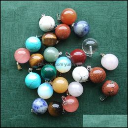 Charms Round Ball Assorted Mixed Natural Stone Charms Teardrop Crystal Pendants For Necklace Accessories Jewellery Making Drop Delivery Dhhxu