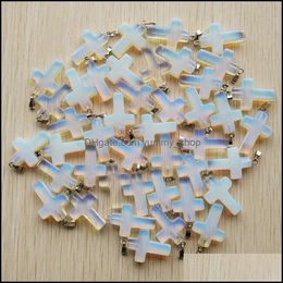 Charms Opal Stone Cross Charms Pendants For Necklace Jewelry Making Drop Delivery 2021 Findings Components Dhseller2010 Dhg04