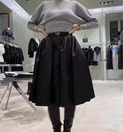 Women's Clothing Skirts designer the same style of P family new triangular standard Nylon high waist pleated skirt Dress