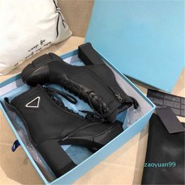 2023 Luxury Designer Fashion Ankle Boots Leather and Nylon Fabric Booties Women Monolith Biker Australia Winter Platform High1