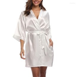Women's Sleepwear Witbuy Sexy Night Wear Robe Women Satin Wedding Kimono Intimate Spa Coat Bridesmaid Robes Pajamas Bathrobe 2022