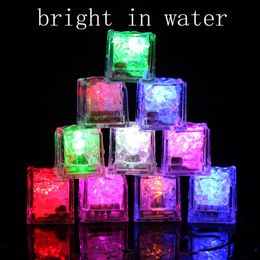 Party Supplies for KTV Bar Wedding Disposable LED Flash Induction Ice Light Glowing Ice Cubes 12/box