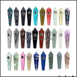 Smoking Pipes Natural Crystal Smoking Pipe Gemstone Healing Tower Point Tobacco Pipes 30 Colours Drop Delivery 2021 Home Garden Househ Dhryw